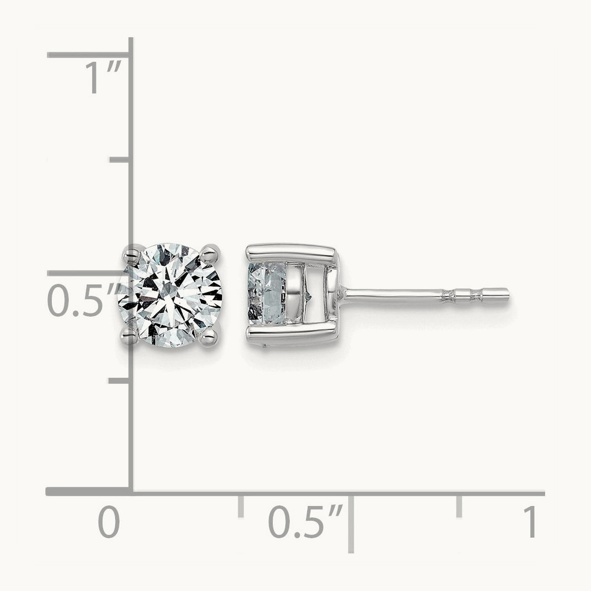 Round Lightweight Earrings, 0.25-6.00 ct tw Lab-Grown Diamond — 1 1/2 ct, 10K White Gold