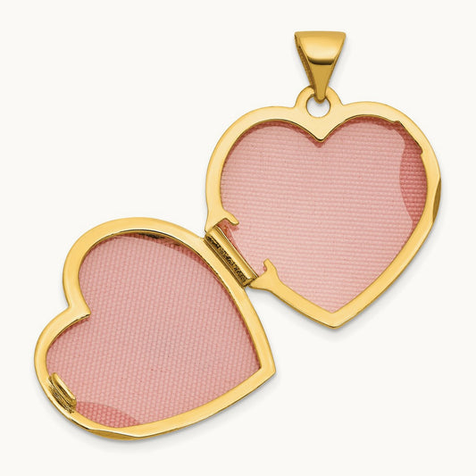 Polished Lab Created Ruby Heart Locket, 18mm, 14K with White Rhodium