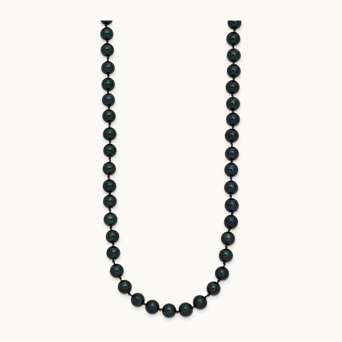5- Round Black Saltwater Akoya Cultured Pearl Necklace, 14K White Gold