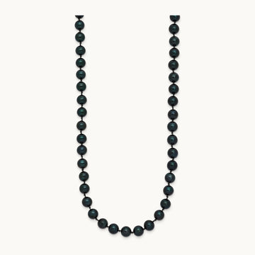 5- Round Black Saltwater Akoya Cultured Pearl Necklace, 14K White Gold