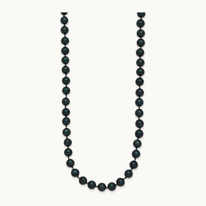 5- Round Black Saltwater Akoya Cultured Pearl Necklace, 14K White Gold