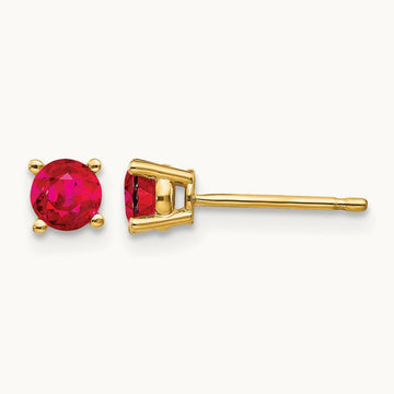 Ruby Post Earrings, 14K