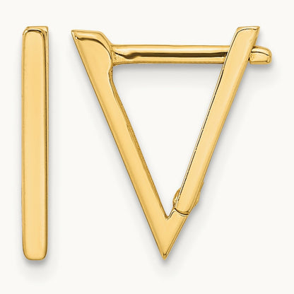 Polished Triangle Hoop Earrings — 14K Yellow Gold