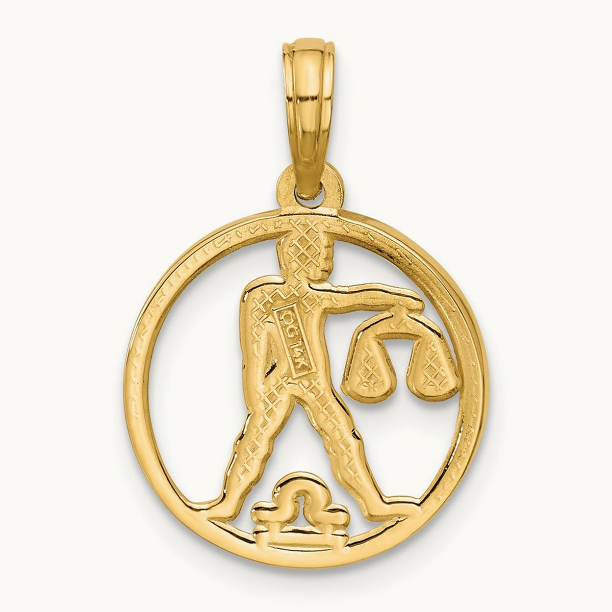 Polished Round Libra Pendant, 14K