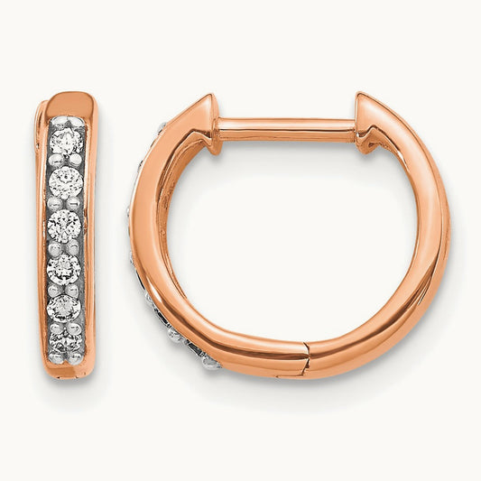Diamond Hinged Hoop Earrings — 14K Rose Gold, 0.12 ct