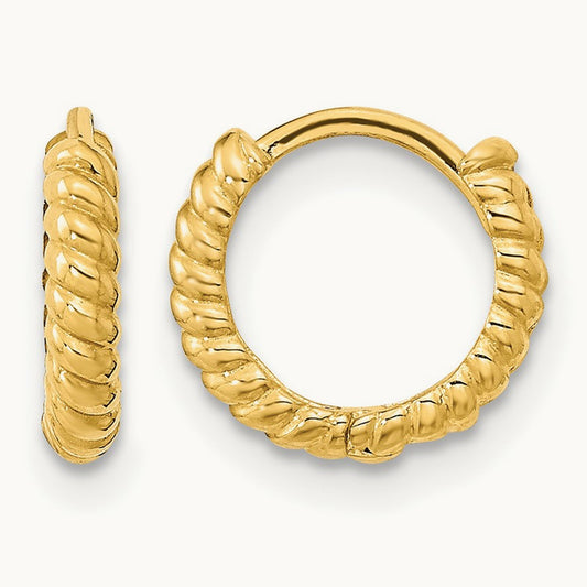 Madi K Polished Textured Hoop Earrings, 14K