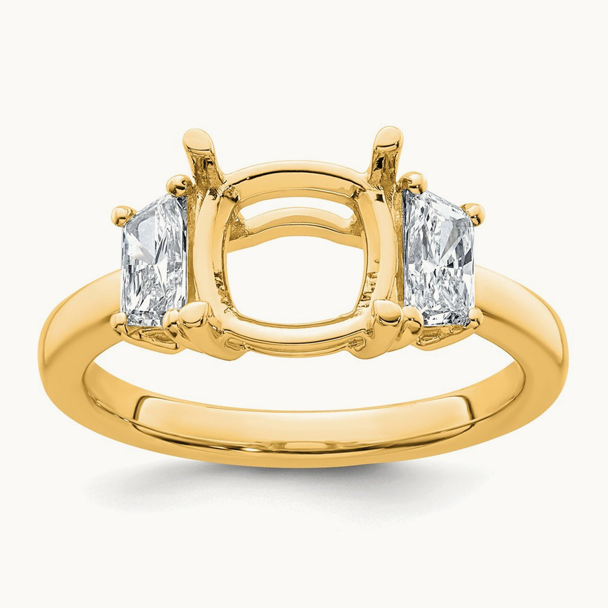 1/2 Moon Cushion Semi-Mount Engagement Ring, 0.50-0.75 ct tw Lab-Grown Diamond — 3/4 ct, 14K Yellow Gold