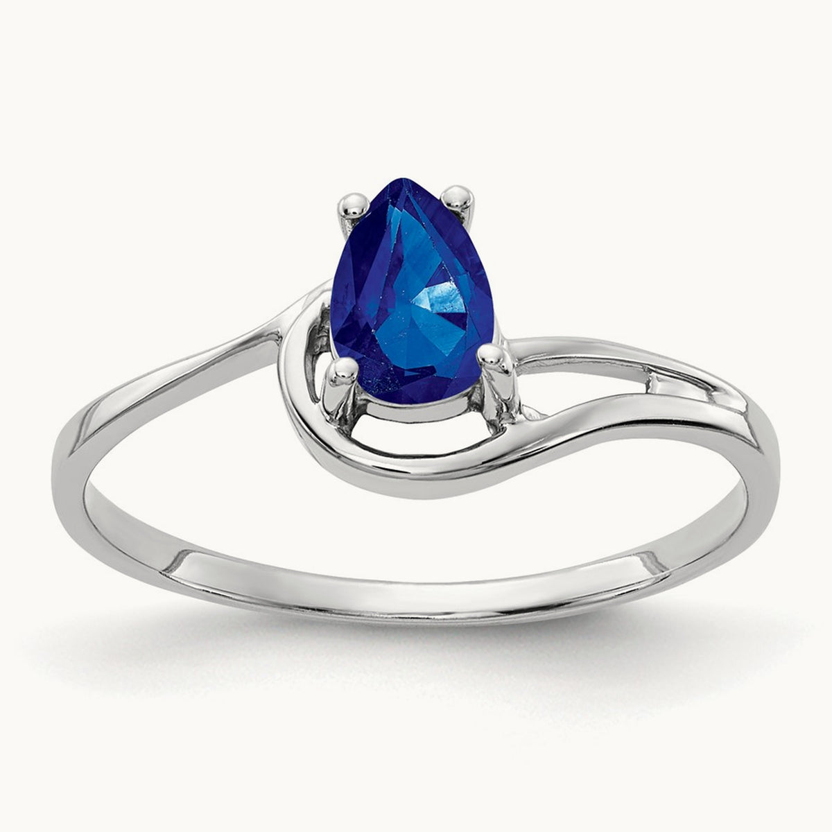 6x4mm Pear Sapphire ring, 14K White Gold