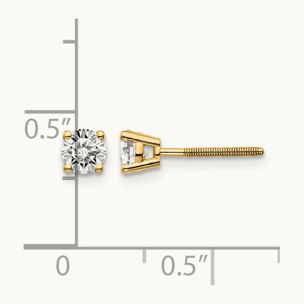 Round Diamond Stud Earrings — 14K Yellow Gold, 0.60 ct tw