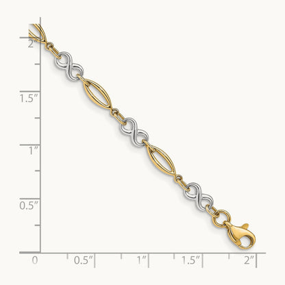 Polished Infinity Bracelet, 14K Two-tone