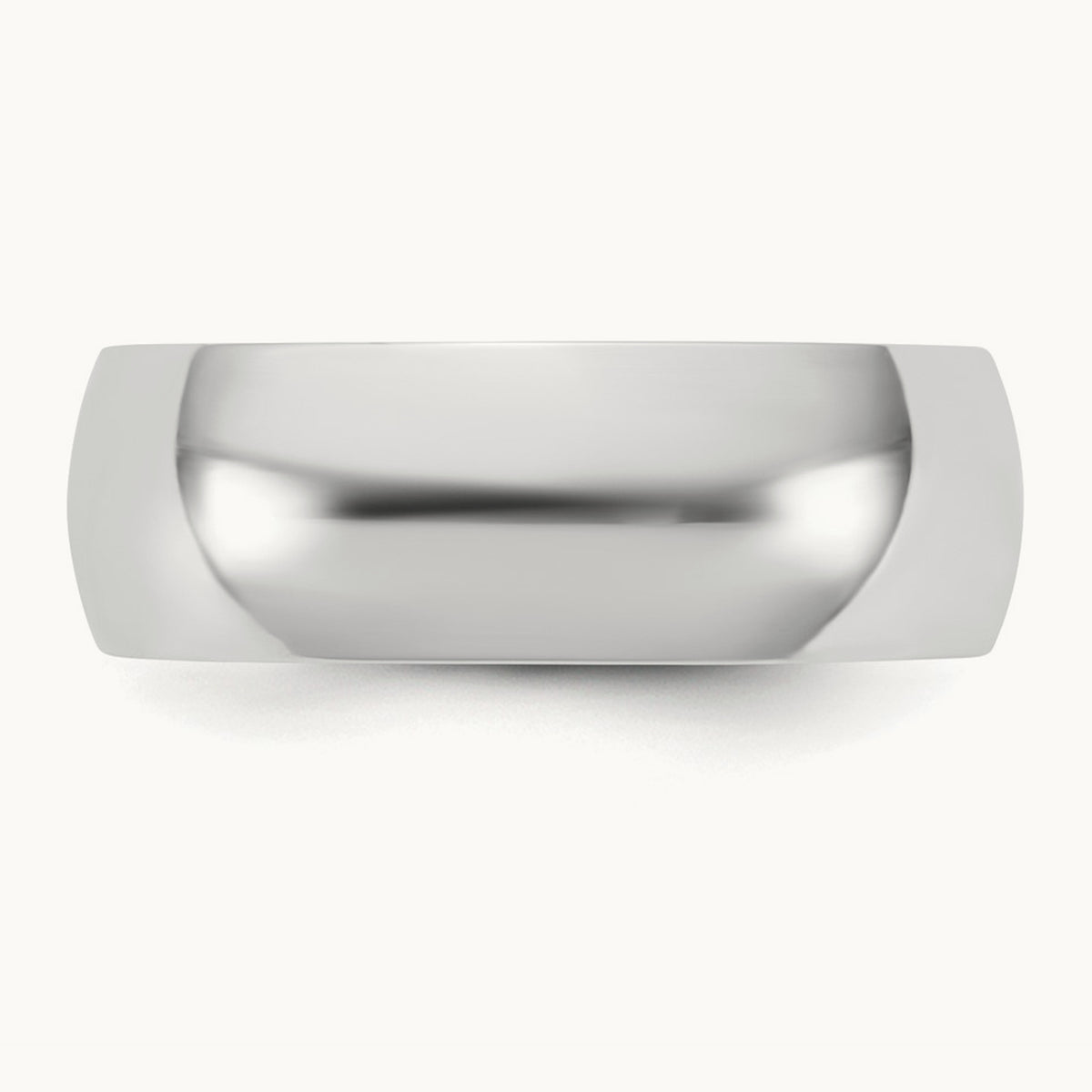 Lightweight Half Round Band, 6.5mm, 10K White Gold