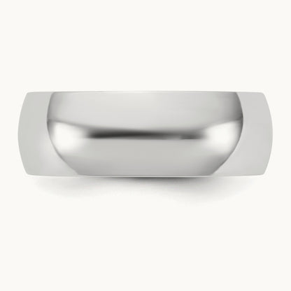 Lightweight Half Round Band, 6.5mm, 10K White Gold