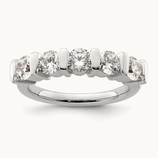 5-Stone Diamond Band, 14K White Gold