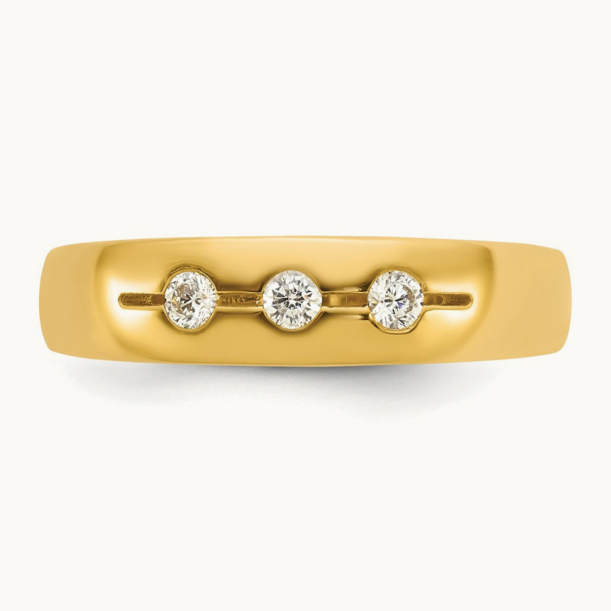 IB Goodman Mens Polished Complete 3-Stone 1/6ct Diamond Ring, 14K Yellow Gold
