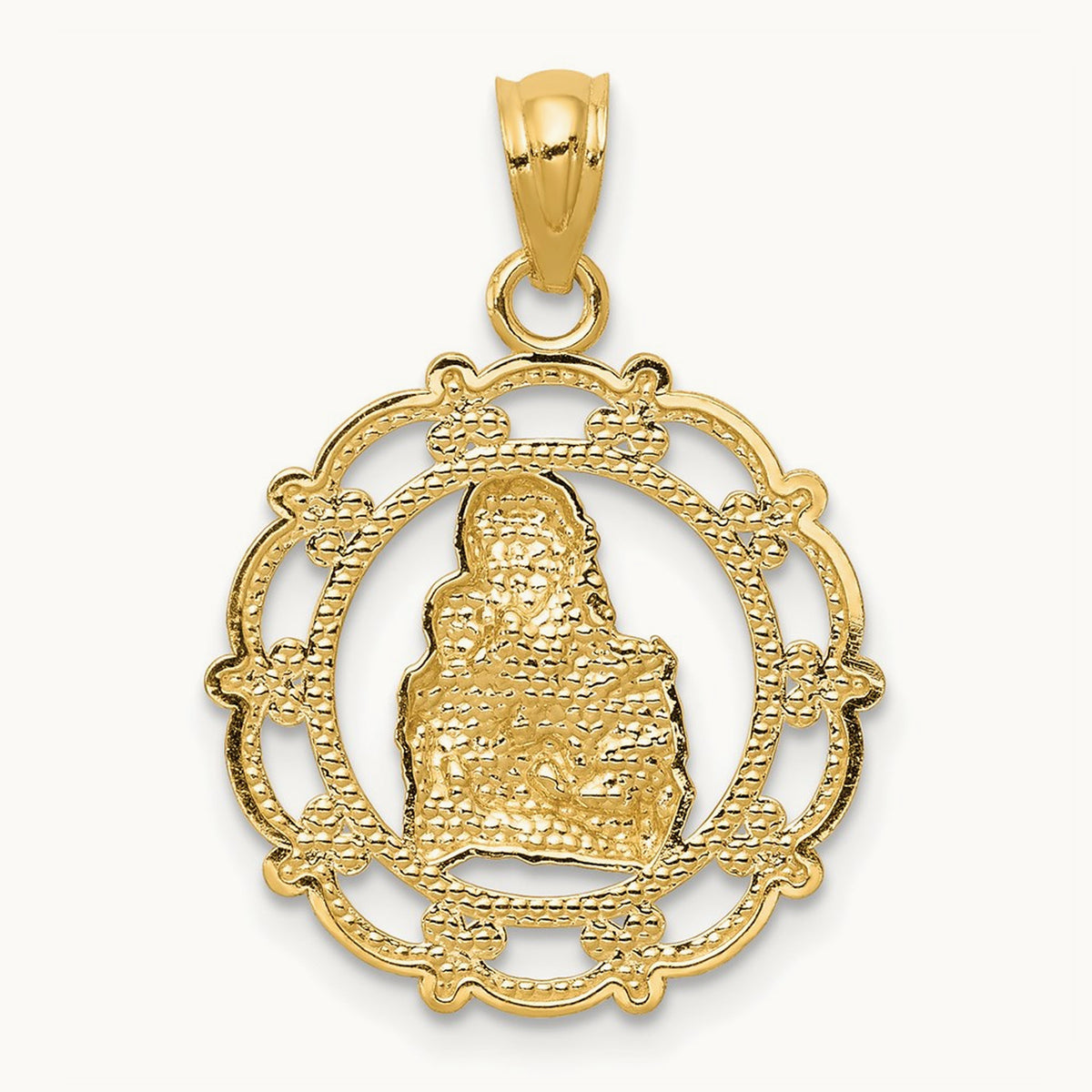 w/Rhodium Mother Holding Baby Pendant, 14K