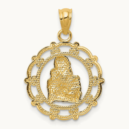 w/Rhodium Mother Holding Baby Pendant, 14K