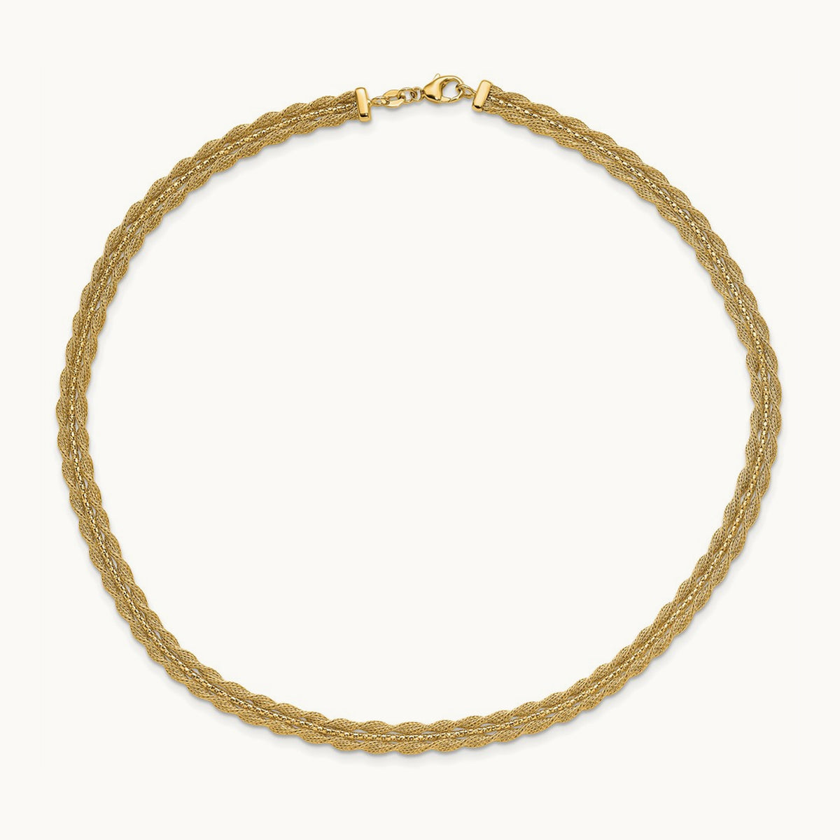 Polished/Textured and Diamond-cut Necklace, 14K — Leslie's