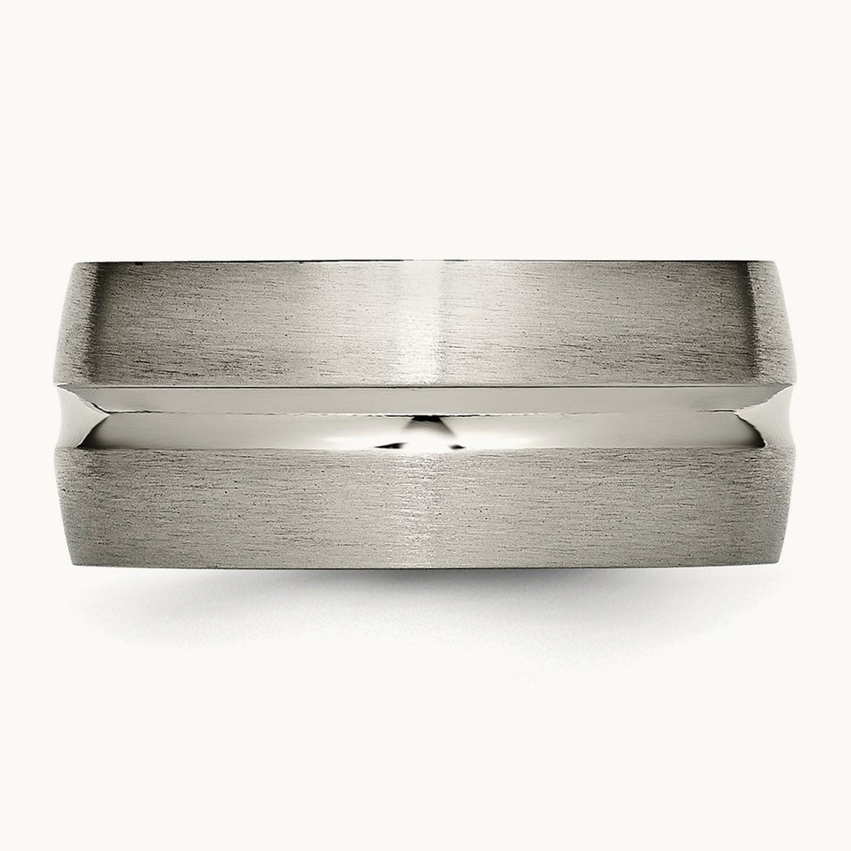 Brushed and Polished Grooved Band, 10mm, Titanium