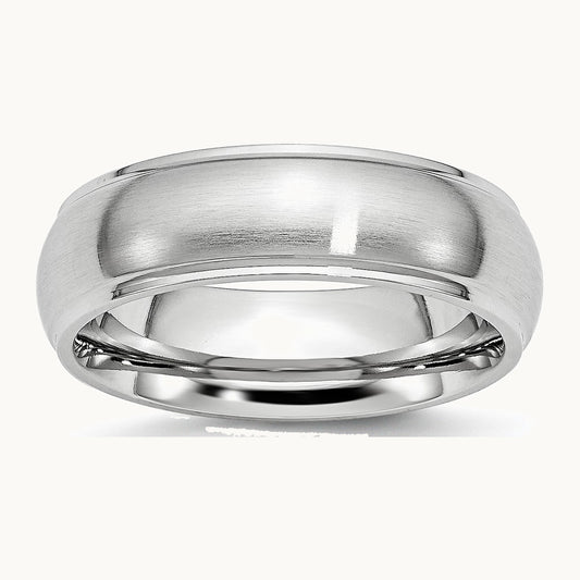 Chisel Cobalt Satin and Polished 7mm Ridged Edge Band