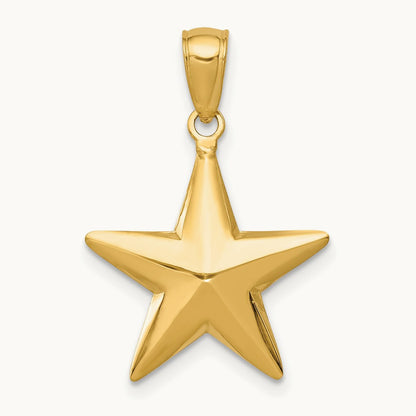 Polished 3-D Star Pendant, 14K
