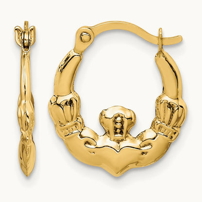 Claddagh Hoop Earrings, 14K