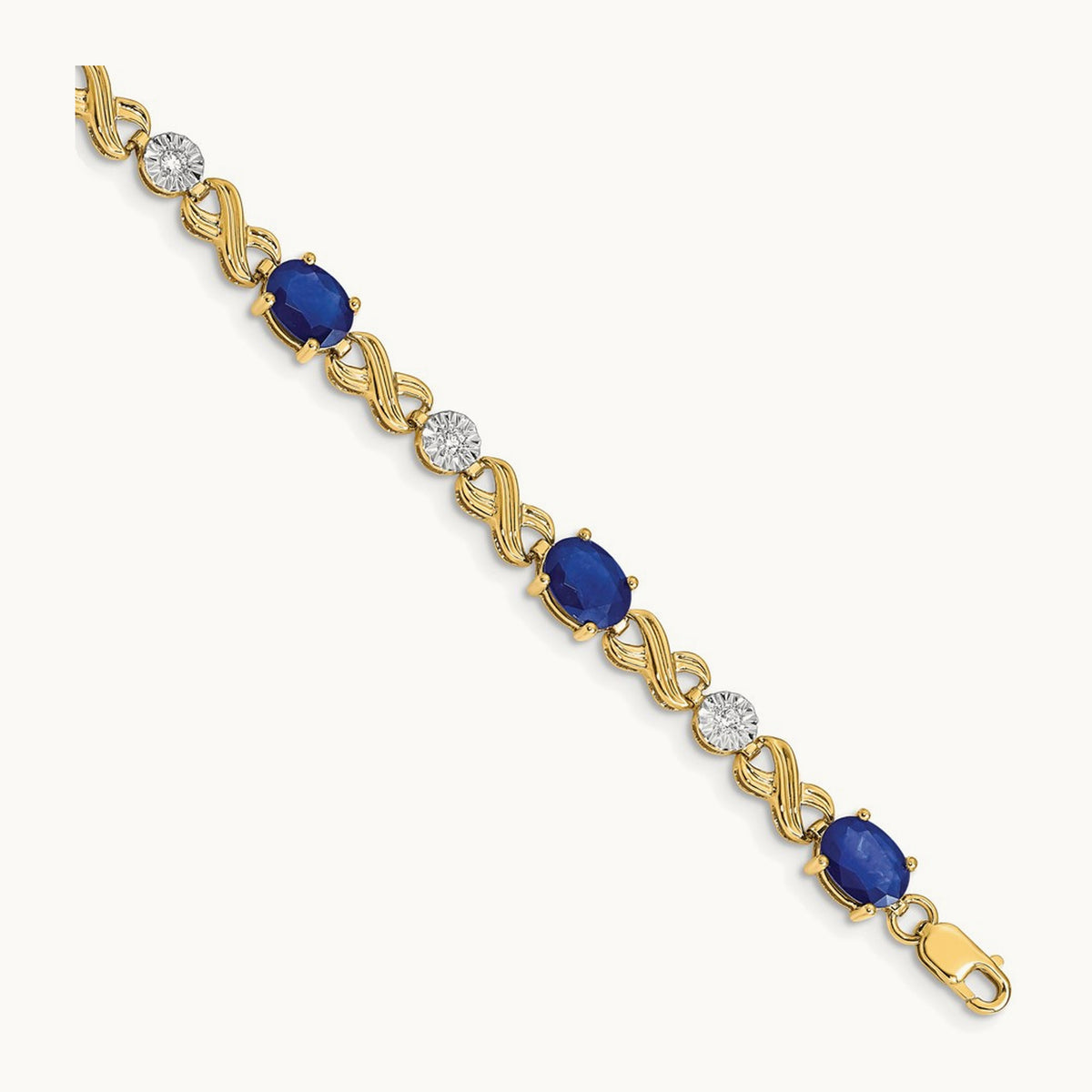 Diamond and Sapphire Infinity Bracelet — 14K Yellow Gold