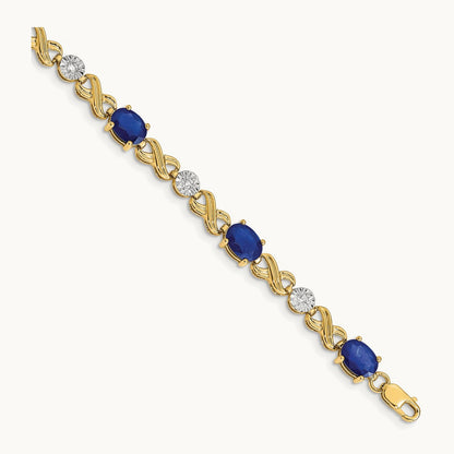 Diamond and Sapphire Infinity Bracelet — 14K Yellow Gold