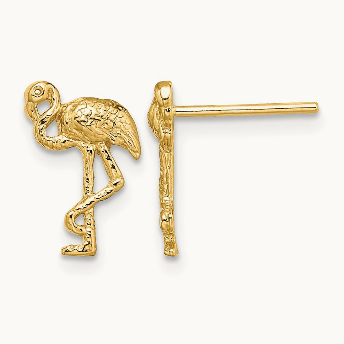 Flamingo Post Earrings, 14K