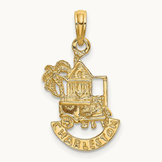 CHARLESTON SCENE w/ Horse, Cart, and House Charm, 14K
