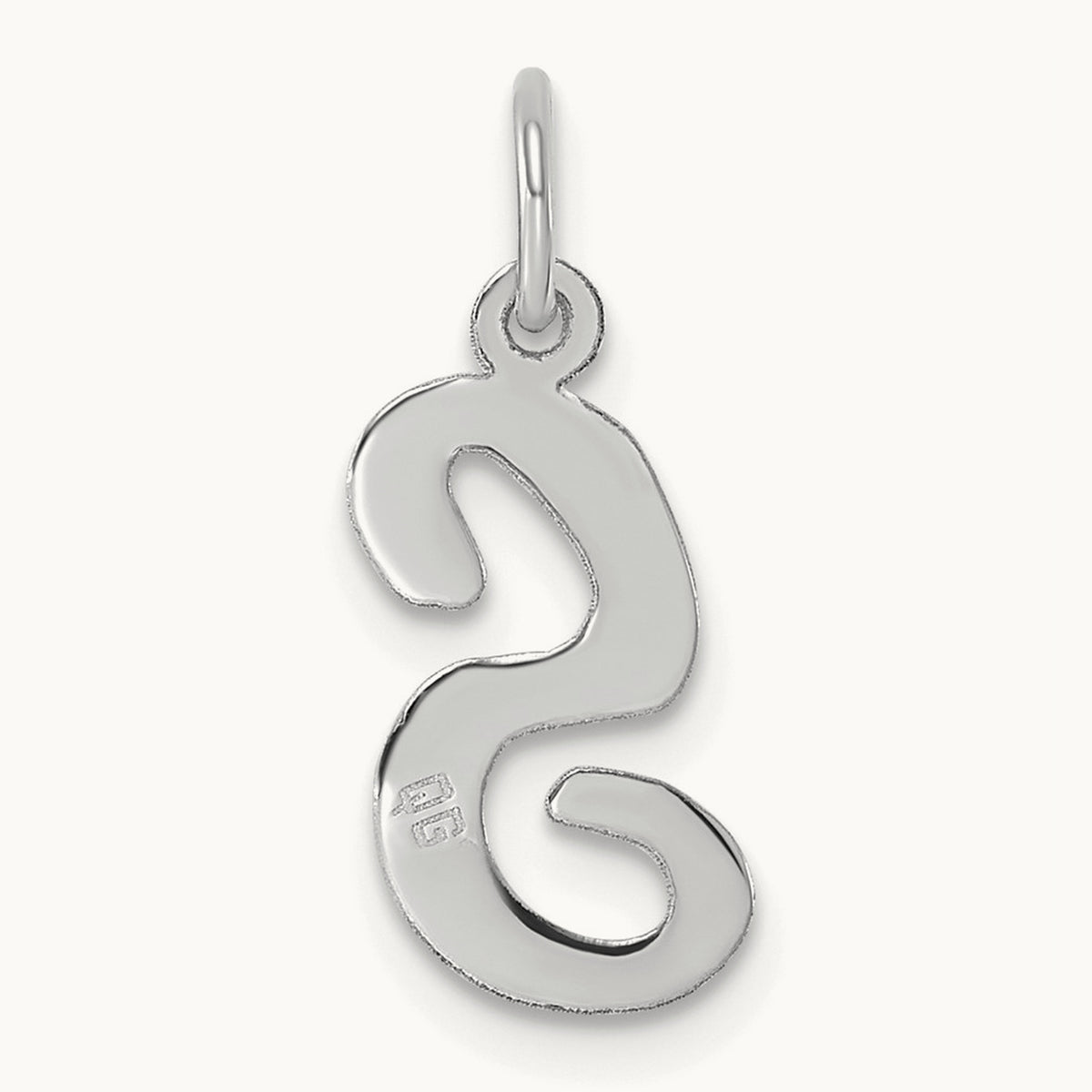 Medium Script Initial Charm — 14K White Gold, S