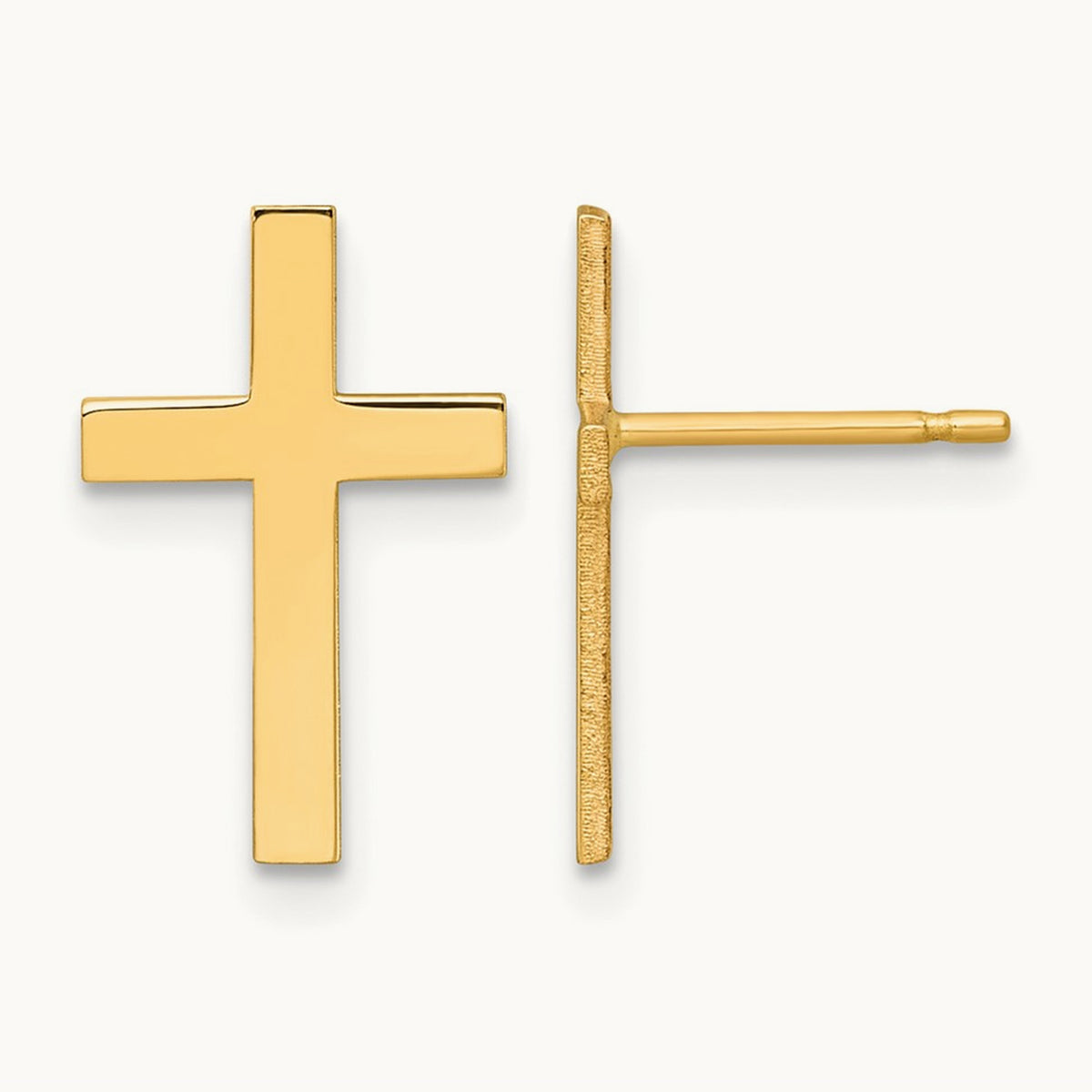 Polished Cross Earrings — 12.5mm