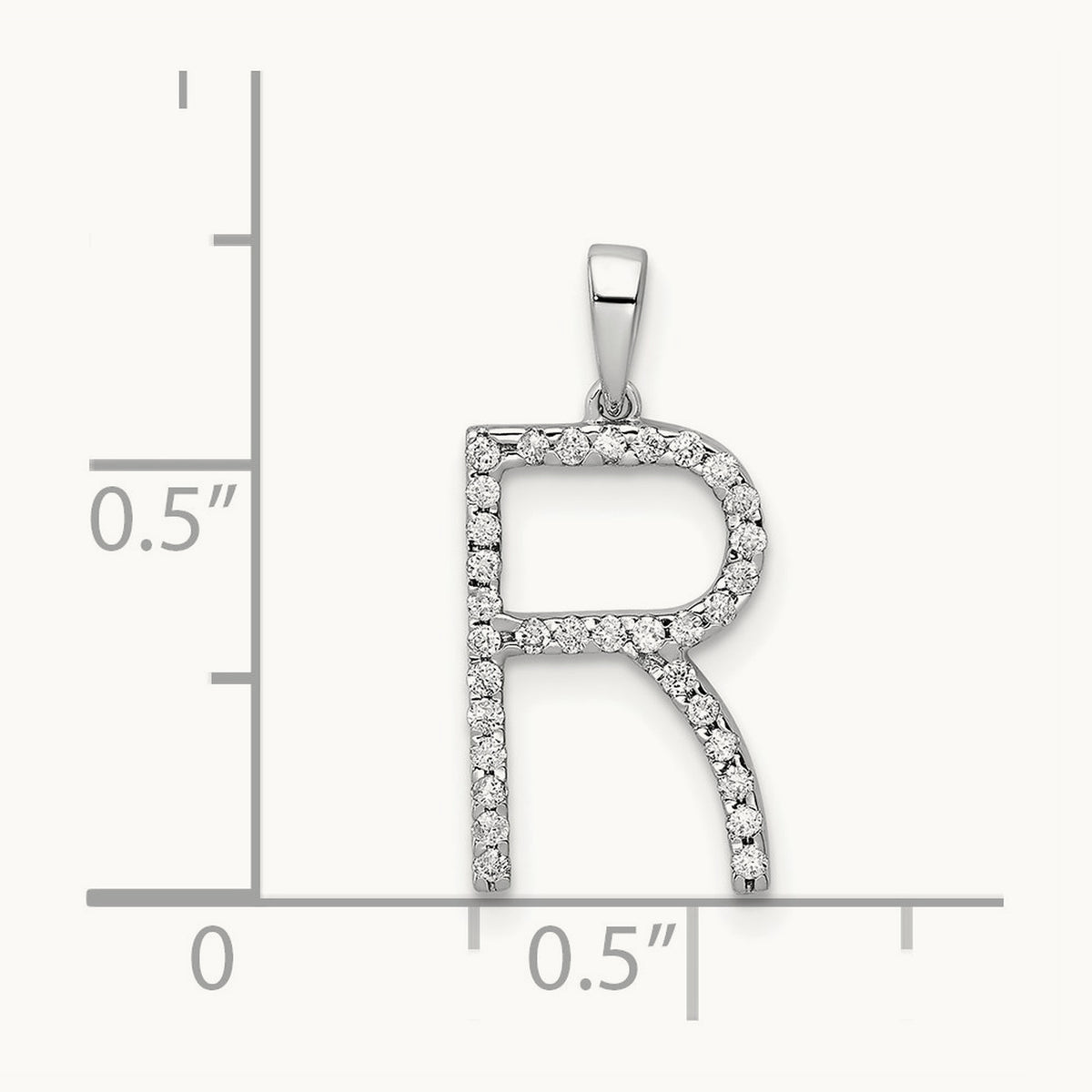Diamond Letter R Initial Pendant, 14K White Gold