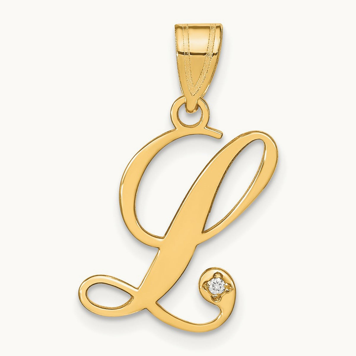 Script Initial Pendant with Diamond — L