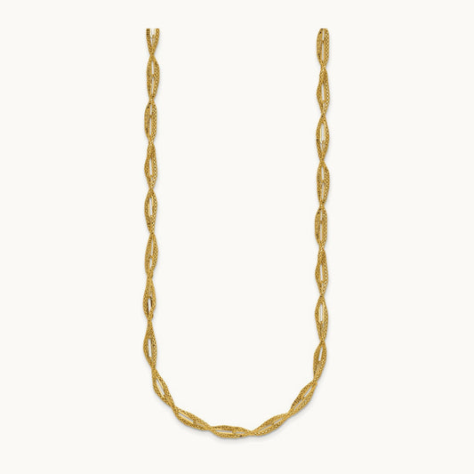 Polished and Textured Twist Necklace, 14K — Leslie's
