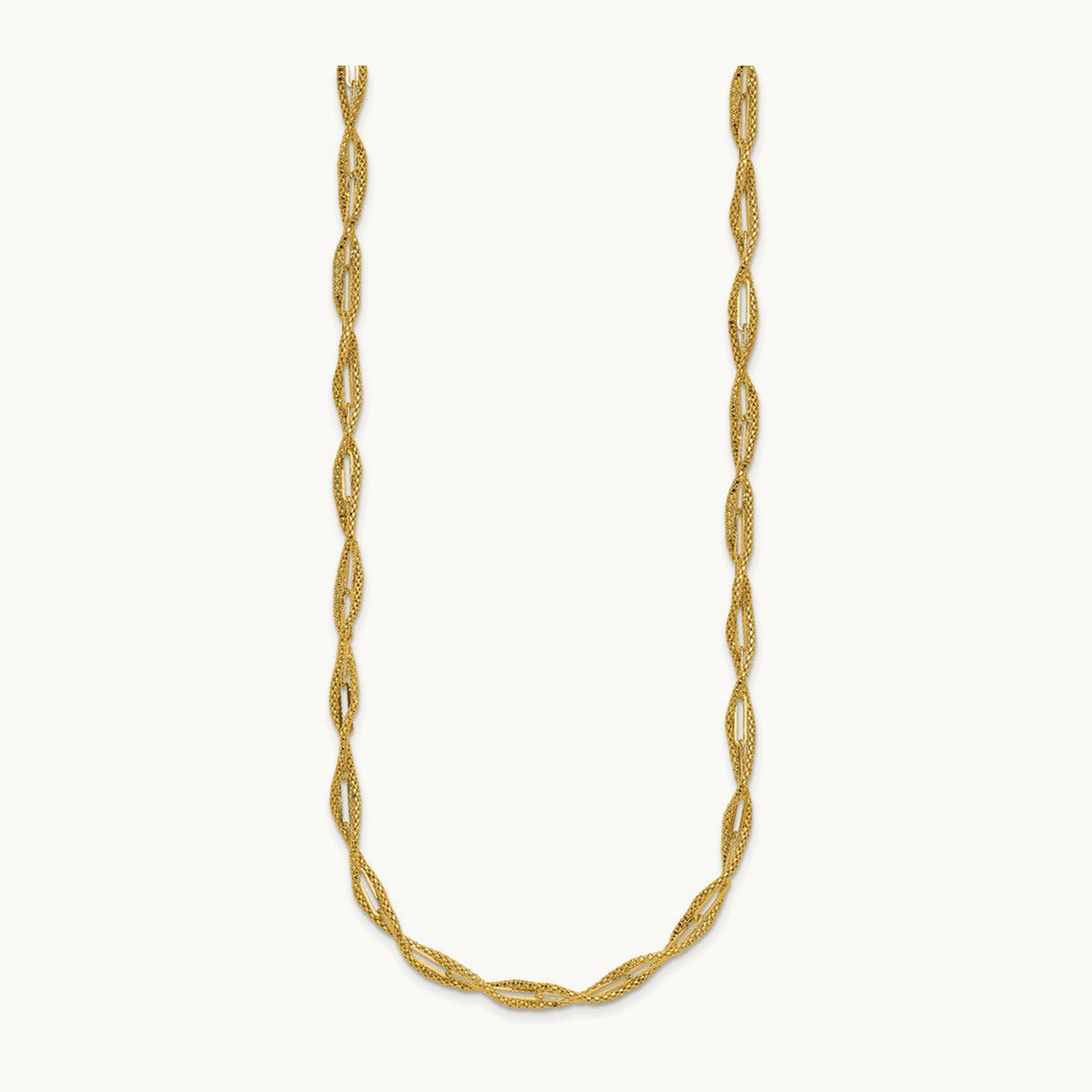 Polished and Textured Twist Necklace, 14K — Leslie's