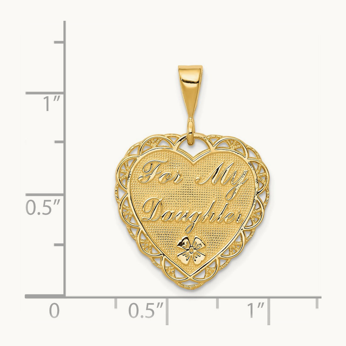 Reversible FOR MY DAUGHTER Heart Charm, 14K