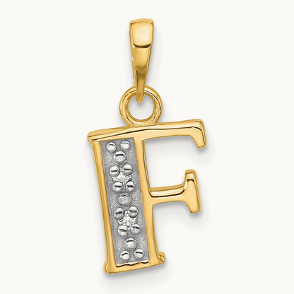 Diamond Letter F Initial Pendant, 14K with Rhodium
