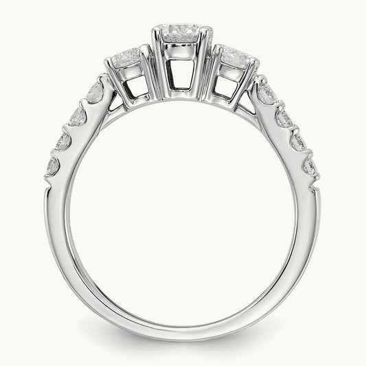 Round Semi-Mount 3 Stone Engagement Ring, 0.75-1.50 ct tw Lab-Grown Diamond — 7/8 ct · VS/SI (Great), 14K White Gold