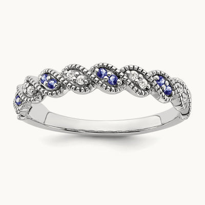 Tanzanite and Diamond Twist Band, 14K White Gold