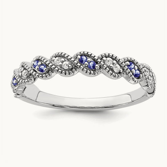 Tanzanite and Diamond Twist Band, 14K White Gold