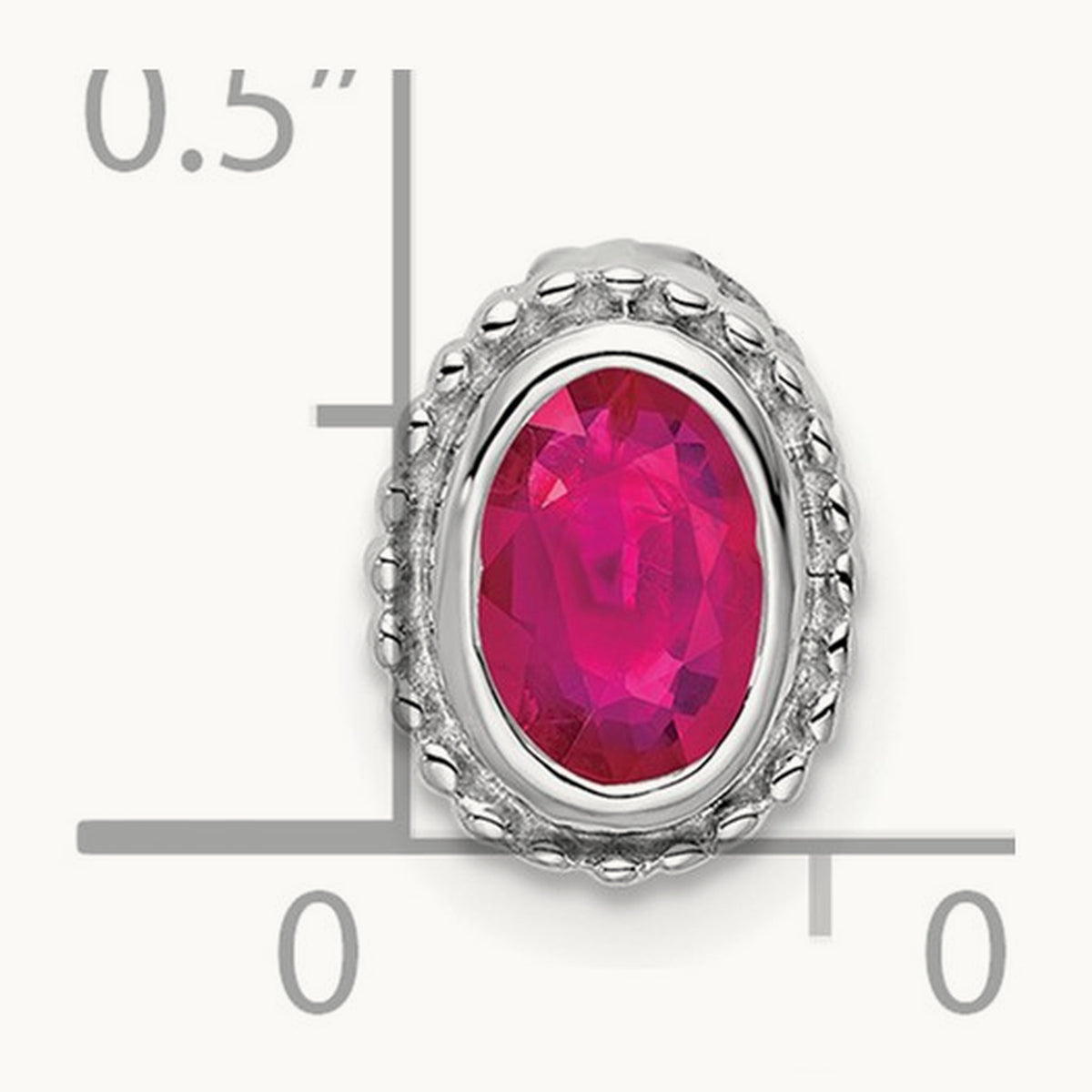 Oval Ruby Chain Slide — 14K White Gold