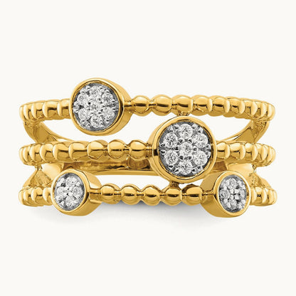Polished Pave Circles Multi-band Diamond Ring, 14K