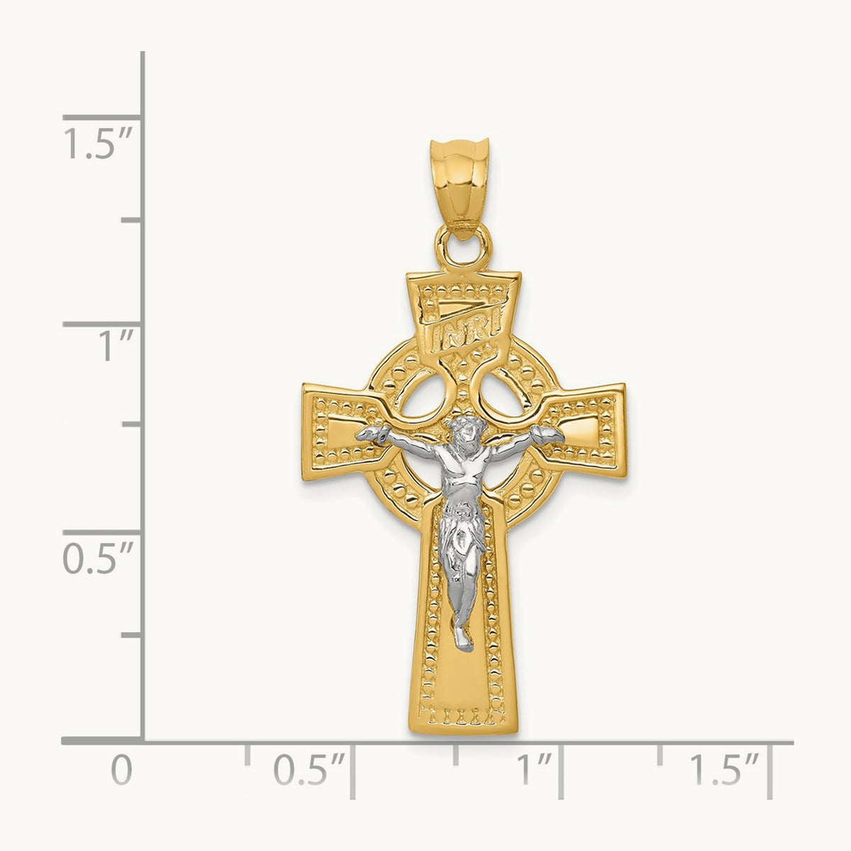 INRI Celtic Crucifix Pendant, 14K Two-tone