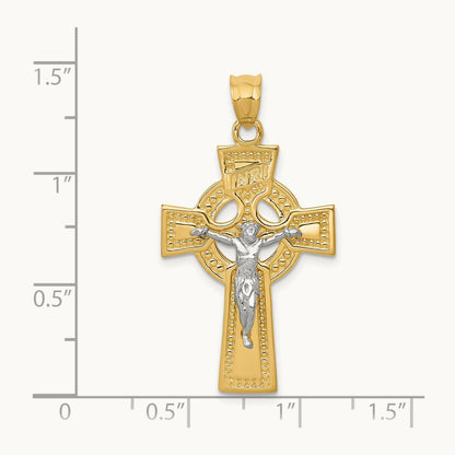 INRI Celtic Crucifix Pendant, 14K Two-tone