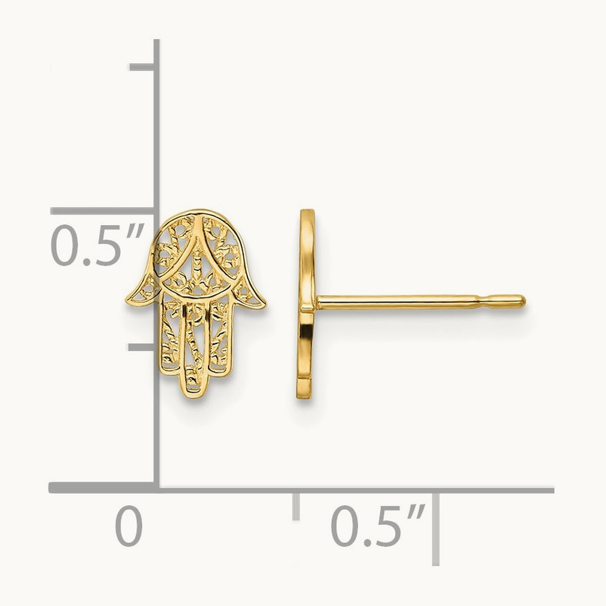 Hamsa Post Earrings, 14K