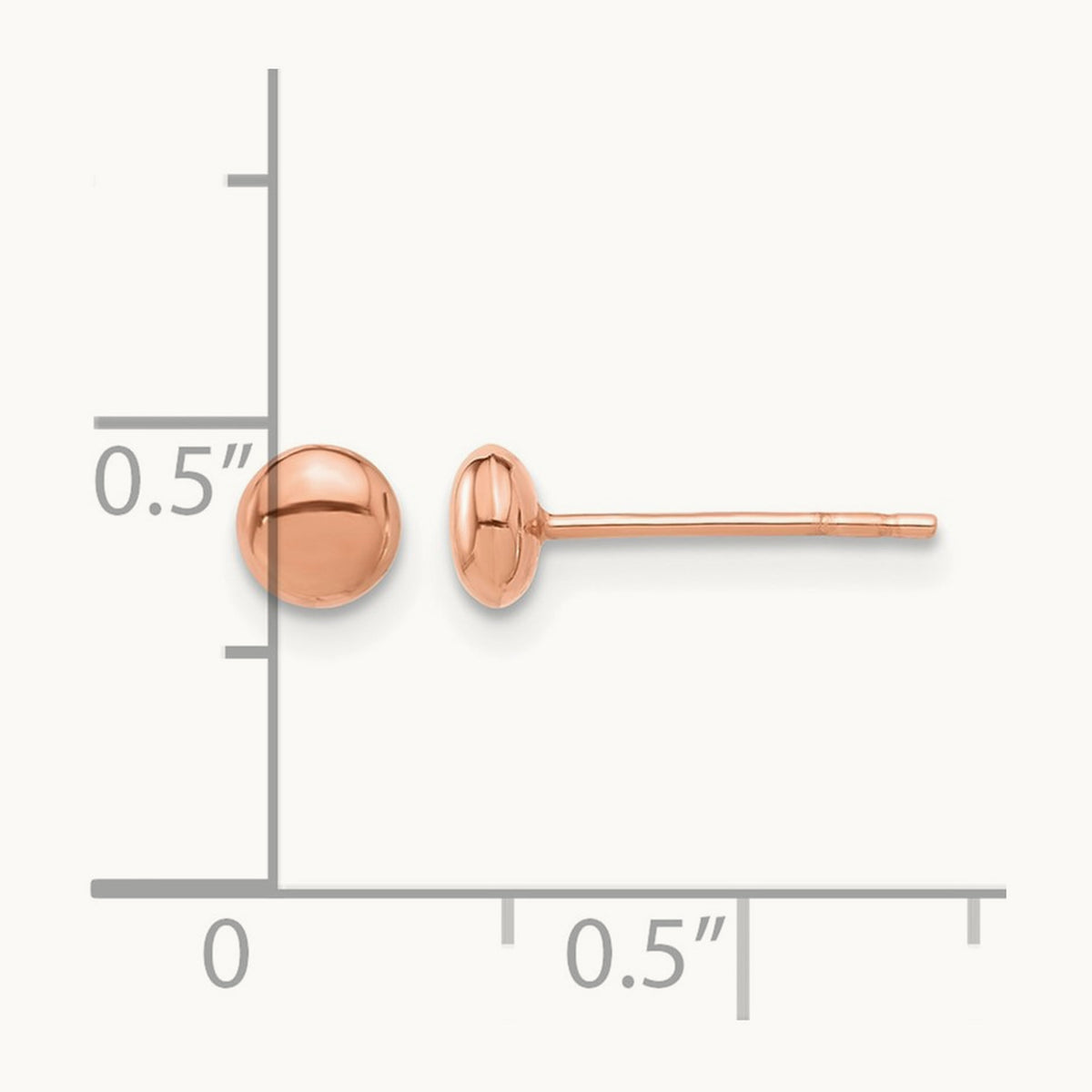 Polished Button Post Earrings — 14K Rose Gold, 4.5mm