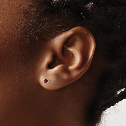 Garnet Stud Earrings — 3mm