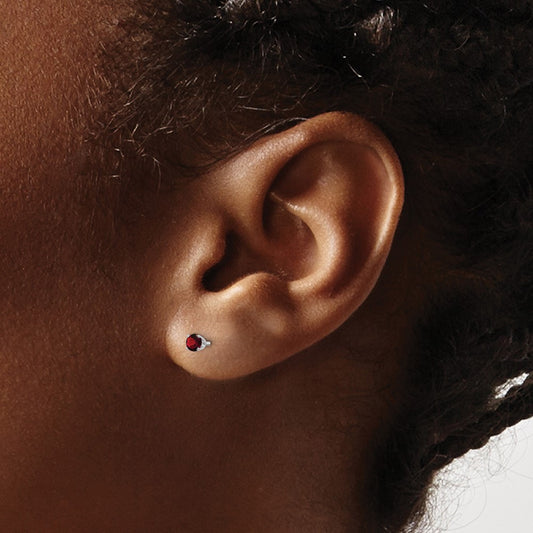 Garnet Stud Earrings — 3mm