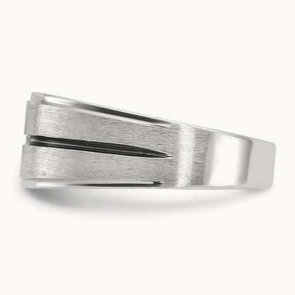 With Blk RH Men's Ring, 0.20 ct tw Lab-Grown Diamond