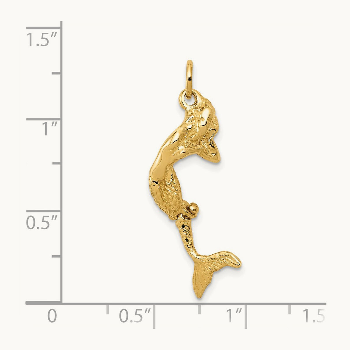 3D Mermaid Charm, 14K